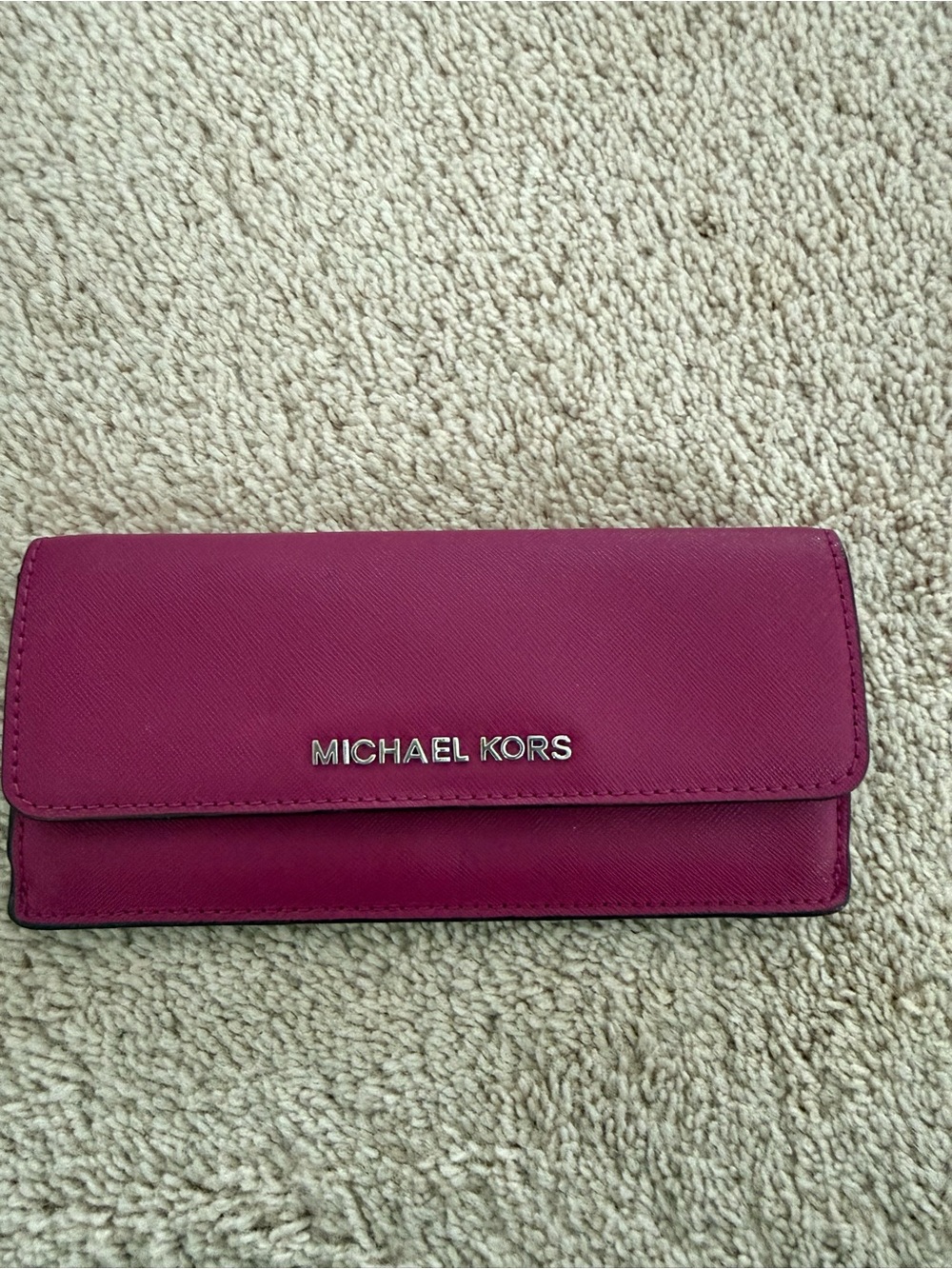 Michael Kors Magenta Saffiano Leather Flap Wallet